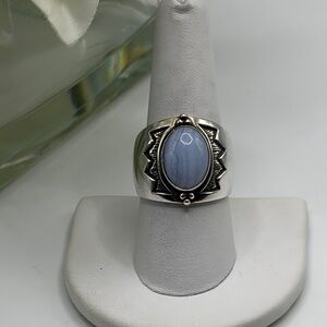 Vintage 925 Sterling Silver Blue Lace Agate Ring